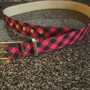 Talbots Stylish Red and Black Plaid Belt